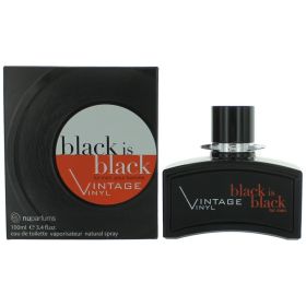 Black is Black Vintage Vinyl by NuParfums, 3.4 oz Eau De Toilette Spray for Men