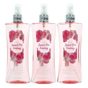 Pink Sweet Pea Fantasy by Body Fantasies, 3 Pack 8 oz Fragrance Body Spray for Women