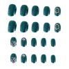 False Fingernails Artificial False Nails Tips Full Cover Wedding Bead Nail Art Decoration; Dark Green Fake Nails