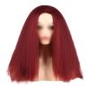 Afro Yaki Hair Straight Curly Wigs Wine Red Long Full Wig Fluffy Synthetic Hair Wigs for Daily Wear, 24inch