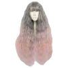 Ash Grey Fading Light Pink 65 cm 2 Tone Cosplay Full Wig Long Curly Hair Wig Halloween Dress Up