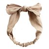 Khaki Simple Bowknot Stretch Hairband Solid Color Headband Out Wide Hair Ribbon Headwrap