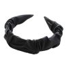 Black PU Leather Pleated Wide Headband Womens Simple Hairband Hair Accessories