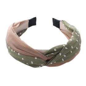 Wide Cross Headband Chiffon Polka Dot Hair Accessories Cloth Turban Headband for Women,Green Brown