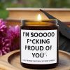 Nrnio Graduation Gift for Her/Him, Sooooo Proud of You Graduation Candle Soy Wax Lavender Scented Candle for Party Decorations, High School College Gr