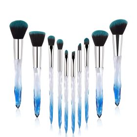 Makeup Brushes Set Crystal Handle - 10pcs Colorful Diamond Cosmetic Kabuki Brushes Foundation Concealer Face Powder Eye Shadows Highlight Brush Kit Fo