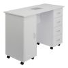 MDF Single Door 4 Drawers With Fan White Nail Table