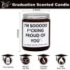 Nrnio Graduation Gift for Her/Him, Sooooo Proud of You Graduation Candle Soy Wax Lavender Scented Candle for Party Decorations, High School College Gr