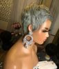 Women's wig short hair silver gray mechanism rose net chemical fiber wig head set Pixie cut wig