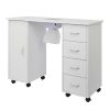 MDF Single Door 4 Drawers With Fan White Nail Table