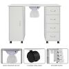 MDF Single Door 4 Drawers With Fan White Nail Table