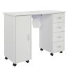 MDF Single Door 4 Drawers With Fan White Nail Table