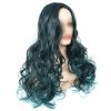 Gradient Green Big Wave Hair Wig Women Long Curly Hair Middle Part Bangs Full Wig,22inch