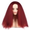 Afro Yaki Hair Straight Curly Wigs Wine Red Long Full Wig Fluffy Synthetic Hair Wigs for Daily Wear, 24inch