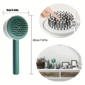 One-key Self-cleaning Hair Brush For Women Curly Hair Brush  Anti-Static Airbag Massage Comb  Airbag Massage Scalp Comb Professional Detangling One-ke (Color: GREEN)