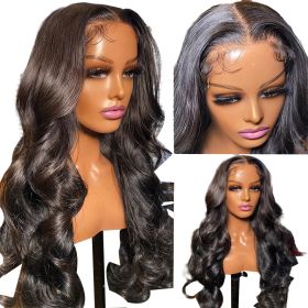 Lace Front Wigs Human Hair Pre Plucked HD Body Wave Lace Front Wigs (Color: Black, size: 26in)